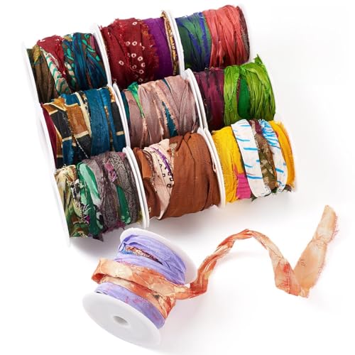 FASHEWELRY 5 m Seidenband Sari, Batikstoff, Vintage-Stoffband für DIY, Stricken, Häkeln, Tagebuch, Scrapbooking, Handwerk, Projekt, Dekoration, Verpackung, Verpackung FASHEWELRY 5 m Seidenband Sari, Batikstoff, Vintage-Stoffband für DIY, Stricken, Häkeln, Tagebuch, Scrapbooking, Handwerk, Projekt, Dekoration, Verpackung, Verpackung von FASHEWELRY