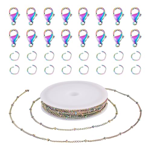 FASHEWELRY 5 m lange 304 Edelstahl-Satellitenketten, gedrehte Gliederkette mit Verschlüssen, Biegeringe, Regenbogenfarbe für DIY-Schmuckherstellung, Set, Armband, Halskette FASHEWELRY 5 m lange 304 Edelstahl-Satellitenketten, gedrehte Gliederkette mit Verschlüssen, Biegeringe, Regenbogenfarbe für DIY-Schmuckherstellung, Set, Armband, Halskette von FASHEWELRY