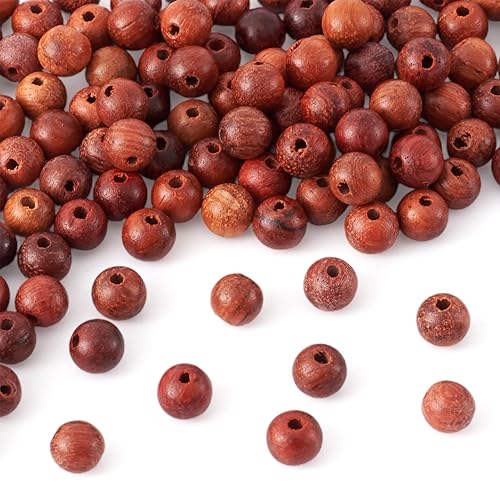 FASHEWELRY 500 Stück 6 mm runde Holzperlen natürliche Holzabstandshalter Sienna Farbe Bulk Mala Perlen für DIY Armbänder Herstellung Loch: 1,5 mm von FASHEWELRY