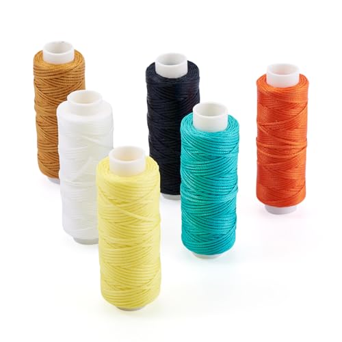 FASHEWELRY 6 Rollen 0,5 mm flache, gewachste Schnur, bunt, Wachs-Perlenschnur, Makramee, Bastelfaden für Damen, geflochtene Armbänder, Halsketten, Schmuckherstellung FASHEWELRY 6 Rollen 0,5 mm flache, gewachste Schnur, bunt, Wachs-Perlenschnur, Makramee, Bastelfaden für Damen, geflochtene Armbänder, Halsketten, Schmuckherstellung von FASHEWELRY