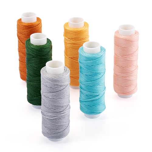 FASHEWELRY 6 Rollen flache gewachste Makramee-Schnur, 0,5 mm, Wachs-Polyester-Bastelfaden für DIY geflochtene Armbänder, Halsketten, Schmuckherstellung, Nähen, Perlenschnur von FASHEWELRY
