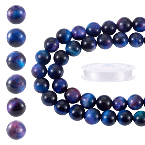 FASHEWELRY 60 Stück natürliche Tigeraugen-Perlen zur Schmuckherstellung, 6 mm große, blau gefärbte Kristallsteinperlen, runde Edelsteine, lose Perlen für DIY-Armbänder, Halsketten, Ohrringe FASHEWELRY 60 Stück natürliche Tigeraugen-Perlen zur Schmuckherstellung, 6 mm große, blau gefärbte Kristallsteinperlen, runde Edelsteine, lose Perlen für DIY-Armbänder, Halsketten, Ohrringe von FASHEWELRY