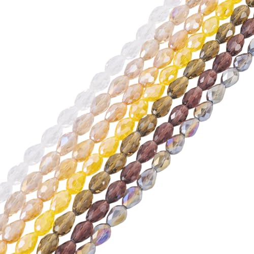 FASHEWELRY 7 Stränge Tropfenförmige klare Kristallglasperlen, Großpackung, schillernde, facettierte Tropfenperlen, Herbstthema, Abstandshalter für Schmuckherstellung, Armbänder, Halsketten, Ohrringe FASHEWELRY 7 Stränge Tropfenförmige klare Kristallglasperlen, Großpackung, schillernde, facettierte Tropfenperlen, Herbstthema, Abstandshalter für Schmuckherstellung, Armbänder, Halsketten, Ohrringe von FASHEWELRY