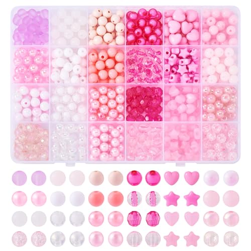 FASHEWELRY 8 mm Acrylperlen, rund, Herz, Stern, Kristallkugel, lose Abstandshalter, Perlen für DIY, Freundschaftsarmband, Schmuck, Bastelset, Halskette, Schlüsselanhänger, Schlüsselband, Rosa FASHEWELRY 8 mm Acrylperlen, rund, Herz, Stern, Kristallkugel, lose Abstandshalter, Perlen für DIY, Freundschaftsarmband, Schmuck, Bastelset, Halskette, Schlüsselanhänger, Schlüsselband, Rosa von FASHEWELRY