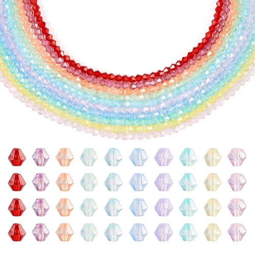 FASHEWELRY 840 Stück facettierte Doppelkegel-Kristallperlen, 4 mm, Doppelkegel, transparente Glasperlen für Armbänder, Ohrringe, Halsketten, Schmuckherstellung, DIY Handwerk von FASHEWELRY