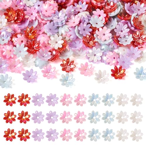 FASHEWELRY Acryl-Perlenkappen für verschiedene Blütenblumen, schillernde Acrylperlen für Schmuckherstellung, Armbänder, Halsketten, Basteln, 200 Stück FASHEWELRY Acryl-Perlenkappen für verschiedene Blütenblumen, schillernde Acrylperlen für Schmuckherstellung, Armbänder, Halsketten, Basteln, 200 Stück von FASHEWELRY