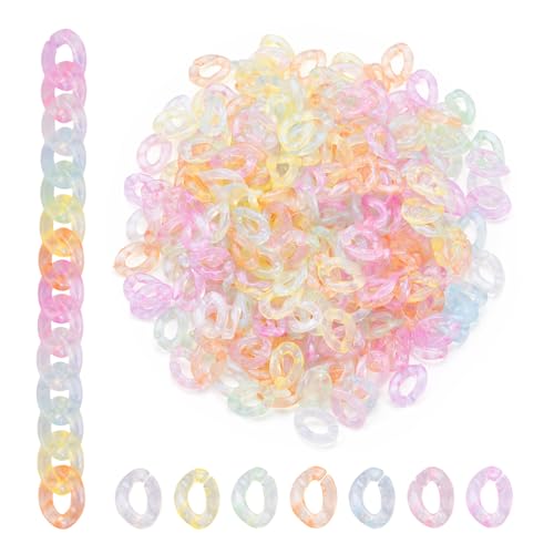 FASHEWELRY Acryl-Verknüpfungsringe, gedrehte, ovale Perlen, leuchtende Schnellverbindungsverbinder für Schmuck, Ohrringe, Brillenketten, 400 Stück von FASHEWELRY