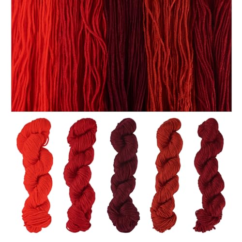 FASHEWELRY Acrylfaser-Garn, rot, dick, superweich, mehrfarbig, grob, Stricken, zum Häkeln, Stricken, Decken, Schals, Basteln, 500 m von FASHEWELRY