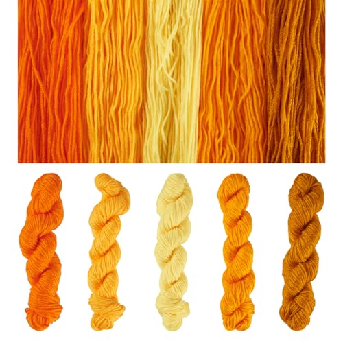 FASHEWELRY Acrylfasergarn, 380 m, Orange, dickes, superweiches Garn, mehrfarbig, grobes Stricken zum Häkeln, Stricken, Decken, Schals, Basteln, DIY von FASHEWELRY