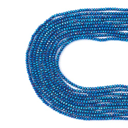 FASHEWELRY Briolette-Kristallglasperlen, 2 mm, facettierte Glasperlen, blau, plattiert, für Halsketten, Armbänder, Schmuckherstellung, 10 Stränge FASHEWELRY Briolette-Kristallglasperlen, 2 mm, facettierte Glasperlen, blau, plattiert, für Halsketten, Armbänder, Schmuckherstellung, 10 Stränge von FASHEWELRY