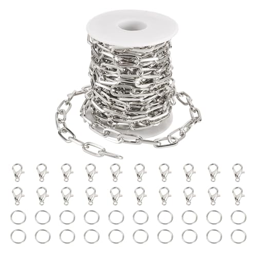 FASHEWELRY Büroklammer-Kette aus Aluminium, oval, Gliederkette, Armband, Halskette, Set mit Biegeringen, Karabinerverschlüssen für DIY-Schmuckherstellung, 5 m FASHEWELRY Büroklammer-Kette aus Aluminium, oval, Gliederkette, Armband, Halskette, Set mit Biegeringen, Karabinerverschlüssen für DIY-Schmuckherstellung, 5 m von FASHEWELRY