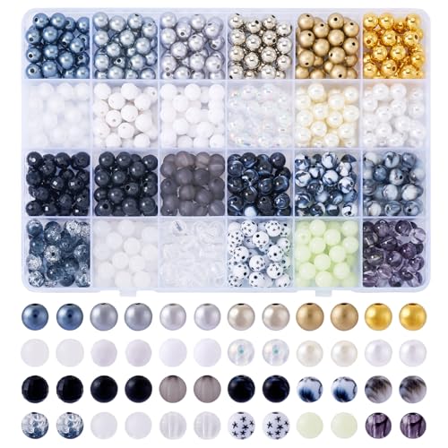 FASHEWELRY Bunte runde Acrylperlen, 8 mm, Kristall, klobig, Kaugummi, lose Abstandshalter für selbstgemachte Freundschaftsarmbänder, Schmuckherstellung, Schlüsselanhänger, Schlüsselband von FASHEWELRY
