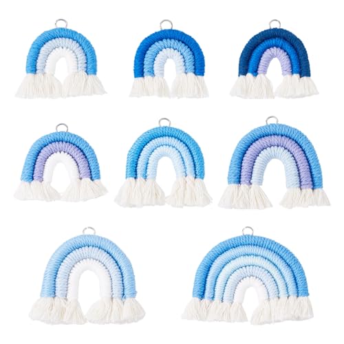 FASHEWELRY Bunter Regenbogen-Schlüsselanhänger, Makramee, Weben, Regenbogen-Quaste, Charms, gewebter Regenbogen-Schlüsselanhänger für Schmuckherstellung, Bastelarbeiten, Stoff von FASHEWELRY