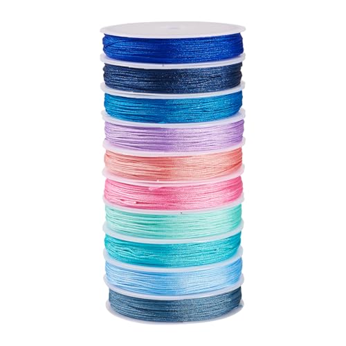 FASHEWELRY Chinesische Knotenschnur, Polyester, 0,8 mm, geflochtene Schnur, Blau / Rosa, zum Basteln, Nähen, Makramee, Armband, Halskette, Schmuckherstellung, 10 Farben FASHEWELRY Chinesische Knotenschnur, Polyester, 0,8 mm, geflochtene Schnur, Blau / Rosa, zum Basteln, Nähen, Makramee, Armband, Halskette, Schmuckherstellung, 10 Farben von FASHEWELRY