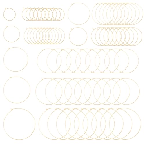 FASHEWELRY Creolen, echt, 18 Karat vergoldet, Edelstahl, runde Ohrringe, dünne, offene Creolen für Frauen, Geschenk, Schmuckherstellung, DIY, Handwerk, Kunstkreation (20 Gauge), 56 Stück von FASHEWELRY