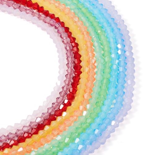 FASHEWELRY Doppelkegel-Glasperlen in Regenbogenfarben, 4 mm, facettiert, Doppelkegel, lose Perlen für selbstgemachte Halsketten, Armbänder, Schmuckherstellung, 840 Stück FASHEWELRY Doppelkegel-Glasperlen in Regenbogenfarben, 4 mm, facettiert, Doppelkegel, lose Perlen für selbstgemachte Halsketten, Armbänder, Schmuckherstellung, 840 Stück von FASHEWELRY