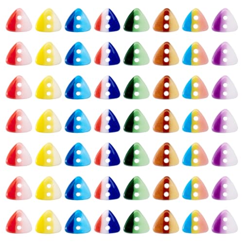 FASHEWELRY Dreiecksknöpfe zum Basteln, 80 Stück, 2-Loch-Porzellan-Nähknöpfe, 10 x 11 x 2,5 mm, bunte Knöpfe zum Nähen von Kleidung, Halloween, Party-Dekoration von FASHEWELRY