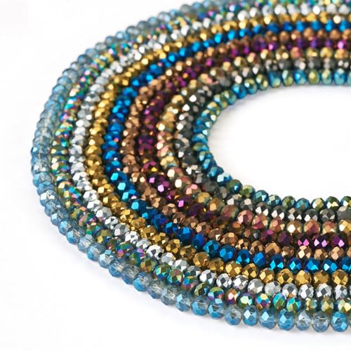 FASHEWELRY Facettierte, runde galvanisierte Glasperlen, Rondelle, transparente Glas-Kristalle, lose Perlen für Halsketten, Armbänder, Schmuckherstellung, 1270 Stück FASHEWELRY Facettierte, runde galvanisierte Glasperlen, Rondelle, transparente Glas-Kristalle, lose Perlen für Halsketten, Armbänder, Schmuckherstellung, 1270 Stück von FASHEWELRY
