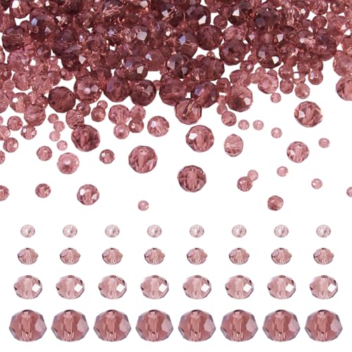 FASHEWELRY Facettierte Rondelle, bemalte transparente Glasperlen, 3/4/6/8 mm, runde Perlen für selbstgemachte Armbänder, Halsketten, Schmuckherstellung, Hellviolett-Rot FASHEWELRY Facettierte Rondelle, bemalte transparente Glasperlen, 3/4/6/8 mm, runde Perlen für selbstgemachte Armbänder, Halsketten, Schmuckherstellung, Hellviolett-Rot von FASHEWELRY