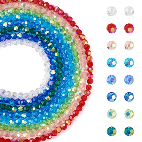FASHEWELRY Facettierte runde Glasperlen in Regenbogenfarben, galvanisiert, transparente Glasperlen für Weihnachten, Armbänder, Halsketten, Schmuckherstellung, 760 Stück FASHEWELRY Facettierte runde Glasperlen in Regenbogenfarben, galvanisiert, transparente Glasperlen für Weihnachten, Armbänder, Halsketten, Schmuckherstellung, 760 Stück von FASHEWELRY