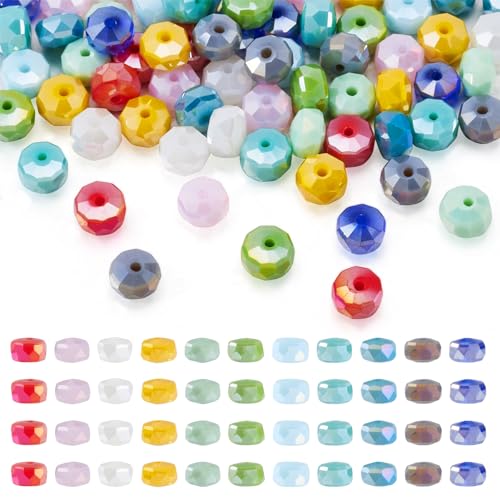 FASHEWELRY Farbig beschichtete Glasperlen, facettiert, Rondelle, Kristallglas, lose Perlen für Freundschaftsarmbänder, Halsketten, Schmuckherstellung, 7,5–8 x 5 mm, 88 Stück FASHEWELRY Farbig beschichtete Glasperlen, facettiert, Rondelle, Kristallglas, lose Perlen für Freundschaftsarmbänder, Halsketten, Schmuckherstellung, 7,5–8 x 5 mm, 88 Stück von FASHEWELRY