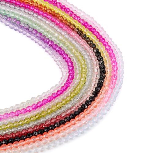 FASHEWELRY Glasperlen, transparent, Farbverlauf, facettierte, runde Kristallperlen, loser Abstandshalter für Armbänder, Halsketten, Schmuckherstellung, 3 x 2,8 mm, 10 Stränge FASHEWELRY Glasperlen, transparent, Farbverlauf, facettierte, runde Kristallperlen, loser Abstandshalter für Armbänder, Halsketten, Schmuckherstellung, 3 x 2,8 mm, 10 Stränge von FASHEWELRY