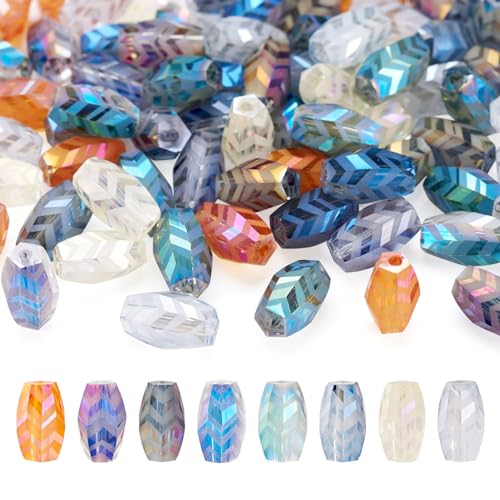 FASHEWELRY Glasperlen, transparent, galvanisiert, facettiert, oval, Abstandshalter mit Pfeilmuster, für selbstgemachte Ohrringe, Armbänder, Schmuckherstellung, 80 Stück FASHEWELRY Glasperlen, transparent, galvanisiert, facettiert, oval, Abstandshalter mit Pfeilmuster, für selbstgemachte Ohrringe, Armbänder, Schmuckherstellung, 80 Stück von FASHEWELRY