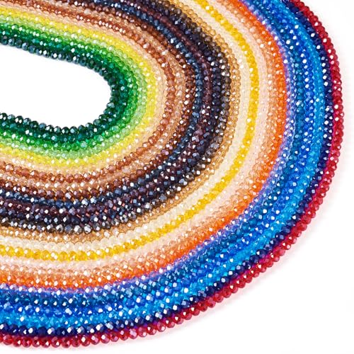 FASHEWELRY Glasperlen in Regenbogenfarben, facettiert, rund, galvanisiert, transparent, 6 x 5 mm, facettierte Rondelle, Kristallperlen für DIY-Schmuckherstellung, Haar-Accessoires, 2100 Stück FASHEWELRY Glasperlen in Regenbogenfarben, facettiert, rund, galvanisiert, transparent, 6 x 5 mm, facettierte Rondelle, Kristallperlen für DIY-Schmuckherstellung, Haar-Accessoires, 2100 Stück von FASHEWELRY