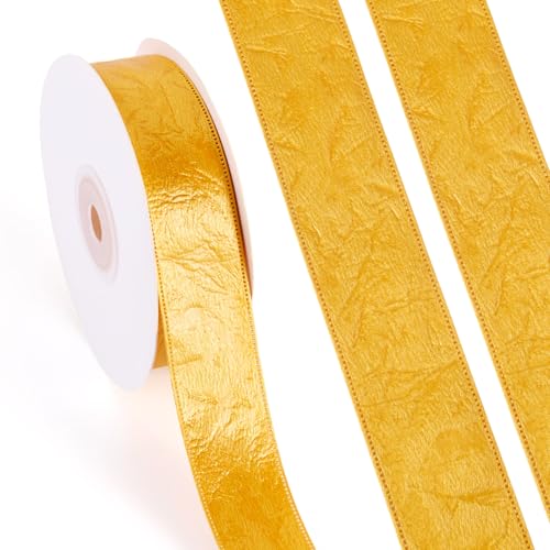 FASHEWELRY Goldenes Satinband, Kunstleder, Polyester, 25 mm, 20 Meter, dicke Bänder für Geschenkverpackungen, Weihnachten, Geburtstag, Hochzeit, Party-Dekoration FASHEWELRY Goldenes Satinband, Kunstleder, Polyester, 25 mm, 20 Meter, dicke Bänder für Geschenkverpackungen, Weihnachten, Geburtstag, Hochzeit, Party-Dekoration von FASHEWELRY