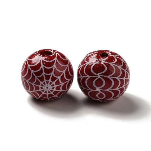 FASHEWELRY Halloween-Holzperlen, 16 mm, Spinnennetze, bedruckt, großes Loch, Holzperlen für selbstgemachte Halsketten, Armbänder, Schmuckherstellung, Zuhause, Party-Dekoration, 10 Stück FASHEWELRY Halloween-Holzperlen, 16 mm, Spinnennetze, bedruckt, großes Loch, Holzperlen für selbstgemachte Halsketten, Armbänder, Schmuckherstellung, Zuhause, Party-Dekoration, 10 Stück von FASHEWELRY