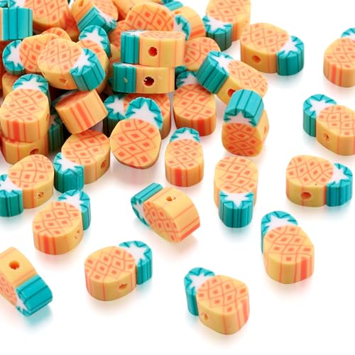 FASHEWELRY Handgefertigte Ananas-Perlen aus Modelliermasse, schöne Früchte, lose Abstandshalter, Perlen für selbstgemachte Halsketten, Ohrringe, Armbänder, Schmuckherstellung, 50 Stück FASHEWELRY Handgefertigte Ananas-Perlen aus Modelliermasse, schöne Früchte, lose Abstandshalter, Perlen für selbstgemachte Halsketten, Ohrringe, Armbänder, Schmuckherstellung, 50 Stück von FASHEWELRY
