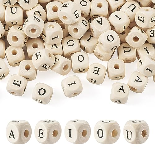 FASHEWELRY Holz-Alphabet-Perlen, 12 mm, Buchstabe A, E, I, O, U, Vokale, lose Abstandshalter, quadratische Holzperlen für selbstgemachte Halsketten, Armbänder, Schlüsselanhänger, Schmuckherstellung, FASHEWELRY Holz-Alphabet-Perlen, 12 mm, Buchstabe A, E, I, O, U, Vokale, lose Abstandshalter, quadratische Holzperlen für selbstgemachte Halsketten, Armbänder, Schlüsselanhänger, Schmuckherstellung, von FASHEWELRY
