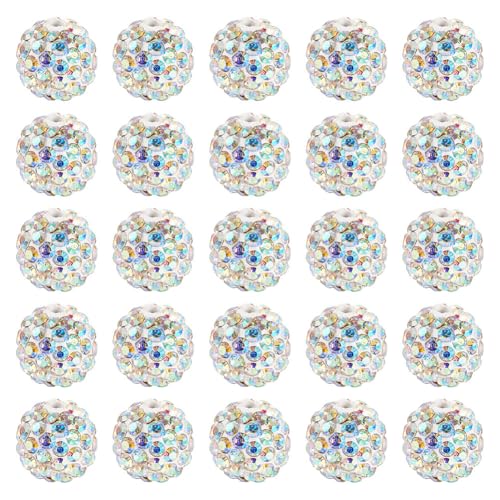 FASHEWELRY Kristall-Strass-Perlen für Schmuckherstellung, weiße Tonperlen, Disco-Kugel, Strasssteine zum Basteln, Stifte, Baseball, Armband, Halskette, Dekorationen, 30 Stück FASHEWELRY Kristall-Strass-Perlen für Schmuckherstellung, weiße Tonperlen, Disco-Kugel, Strasssteine zum Basteln, Stifte, Baseball, Armband, Halskette, Dekorationen, 30 Stück von FASHEWELRY