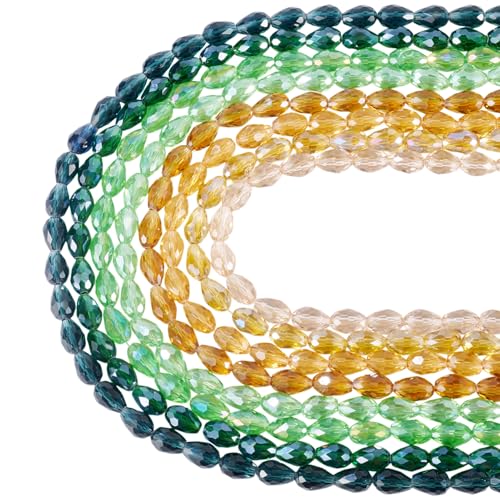 FASHEWELRY Kristallperlen in 8 Farben, facettiert, Tropfenform, AB-farbig, wassertropfenförmig, galvanisiert, transparente Glasperlen für selbstgemachte Halsketten, Armbänder, Schmuckherstellung, 440 FASHEWELRY Kristallperlen in 8 Farben, facettiert, Tropfenform, AB-farbig, wassertropfenförmig, galvanisiert, transparente Glasperlen für selbstgemachte Halsketten, Armbänder, Schmuckherstellung, 440 von FASHEWELRY