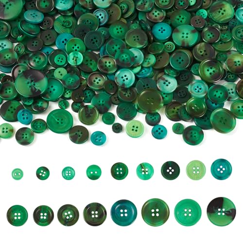 FASHEWELRY Kunstharzknöpfe, 7–25 mm, bunt, 2 Löcher, 4 Löcher, für Heimwerker, Stricken, Häkeln, Basteln, handgefertigt, bunt, 400–600 Stück von FASHEWELRY