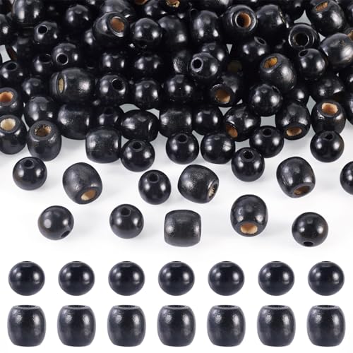 FASHEWELRY Natürliche Ahornholzperlen mit großem Loch, 16 mm Schaft und rund, gefärbte europäische Holzperlen für DIY-Schlüsselanhänger, Halsketten, Heimdekoration, 200 Stück von FASHEWELRY