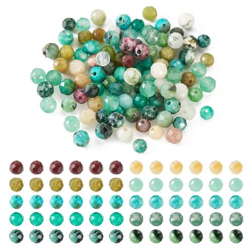 FASHEWELRY Naturstein-Perlen-Set, 3 mm, facettierte, runde Edelsteinperlen, lose Abstandshalter für DIY-Armbänder, Halsketten, Schmuckherstellung, 100 Stück FASHEWELRY Naturstein-Perlen-Set, 3 mm, facettierte, runde Edelsteinperlen, lose Abstandshalter für DIY-Armbänder, Halsketten, Schmuckherstellung, 100 Stück von FASHEWELRY