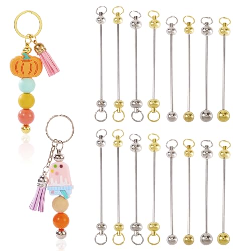 FASHEWELRY Perlen-Schlüsselanhänger, Platin, goldfarben, Legierung, blanko, für Bastelarbeiten, Schmuckherstellung, Geschenkzubehör, 16 Stück FASHEWELRY Perlen-Schlüsselanhänger, Platin, goldfarben, Legierung, blanko, für Bastelarbeiten, Schmuckherstellung, Geschenkzubehör, 16 Stück von FASHEWELRY