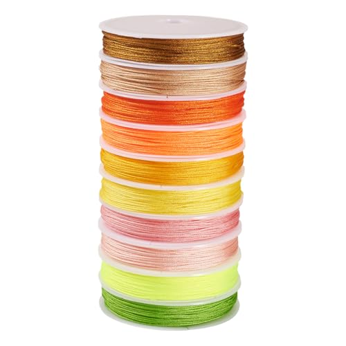FASHEWELRY Perlenfaden, chinesische Knotenschnur, geflochtenes Armband, Polyester-Quaste, Schnur zum Nähen, Basteln, Schmuckherstellung, Orange, Gelb, 0,8 mm, 10 Farben FASHEWELRY Perlenfaden, chinesische Knotenschnur, geflochtenes Armband, Polyester-Quaste, Schnur zum Nähen, Basteln, Schmuckherstellung, Orange, Gelb, 0,8 mm, 10 Farben von FASHEWELRY