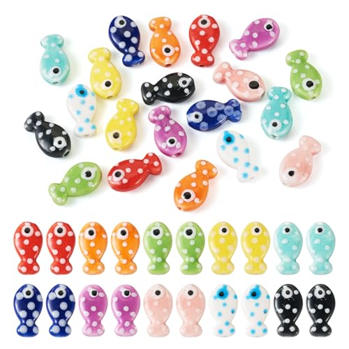 FASHEWELRY Porzellan-Fischperlen, handgefertigt, gemischte Farben, Fischkeramikperlen, niedlich, Ozean, Meer, Strand, Tiere, Abstandshalter, Perlen für Schmuckherstellung, DIY, Basteln, Armbänder FASHEWELRY Porzellan-Fischperlen, handgefertigt, gemischte Farben, Fischkeramikperlen, niedlich, Ozean, Meer, Strand, Tiere, Abstandshalter, Perlen für Schmuckherstellung, DIY, Basteln, Armbänder von FASHEWELRY