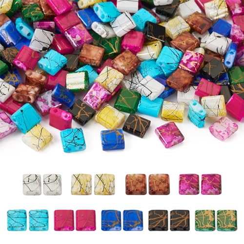 FASHEWELRY Quadratische Glas-Rocailles, 2 Löcher, blickdicht, sprühlackiert, flach, Abstandshalter für mehrsträngige Armbänder, Schmuckherstellung, 180 Stück FASHEWELRY Quadratische Glas-Rocailles, 2 Löcher, blickdicht, sprühlackiert, flach, Abstandshalter für mehrsträngige Armbänder, Schmuckherstellung, 180 Stück von FASHEWELRY