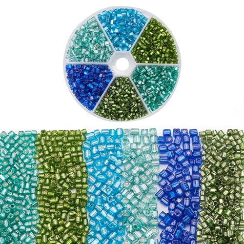 FASHEWELRY Quadratische Glas-Rocailles, Würfel, kleine Glasperlen, 3 mm, blau-grün, kleine Pony-Perlen, Großpackung für Bastelarbeiten, Schmuckherstellung, 6 Stile, 1260 Stück FASHEWELRY Quadratische Glas-Rocailles, Würfel, kleine Glasperlen, 3 mm, blau-grün, kleine Pony-Perlen, Großpackung für Bastelarbeiten, Schmuckherstellung, 6 Stile, 1260 Stück von FASHEWELRY