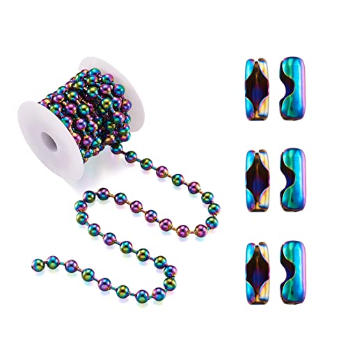 FASHEWELRY Regenbogen-Edelstahl-Kugelketten, 8 mm, gelötet, mehrfarbige Jalousien-Zugkette, Verlängerung mit verstellbaren, passenden Verbindungsstücken für DIY-Schmuckherstellung FASHEWELRY Regenbogen-Edelstahl-Kugelketten, 8 mm, gelötet, mehrfarbige Jalousien-Zugkette, Verlängerung mit verstellbaren, passenden Verbindungsstücken für DIY-Schmuckherstellung von FASHEWELRY