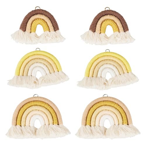 FASHEWELRY Regenbogen-Quasten-Schlüsselanhänger, Makramee-Weberei, Anhänger für DIY-Schmuckherstellung, Handwerk, Heimdekoration, Stoff FASHEWELRY Regenbogen-Quasten-Schlüsselanhänger, Makramee-Weberei, Anhänger für DIY-Schmuckherstellung, Handwerk, Heimdekoration, Stoff von FASHEWELRY