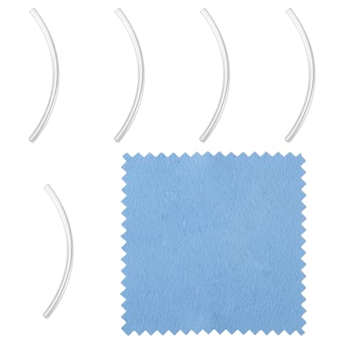 FASHEWELRY Röhrenperlen, 925er-Sterlingsilber, 40 mm, gebogene Nudelröhrenperlen, lange Metall-Abstandshalter-Perlen für Schmuckherstellung, DIY, Halsketten, Armbänder, gestapelter Armreif, 5 Stück von FASHEWELRY