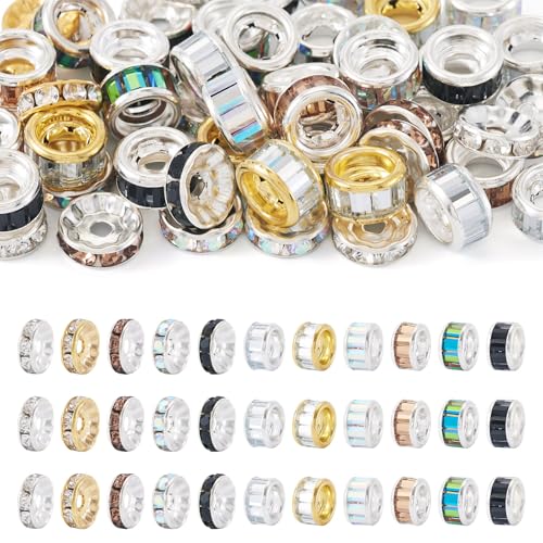 FASHEWELRY Rondelle-Abstandshalter für Schmuckherstellung, gemischte bunte Eisen-Strasssteine, Abstandshalter für Armbänder, Halsketten, Fokusperlen, DIY-Projekte, 55 Stück FASHEWELRY Rondelle-Abstandshalter für Schmuckherstellung, gemischte bunte Eisen-Strasssteine, Abstandshalter für Armbänder, Halsketten, Fokusperlen, DIY-Projekte, 55 Stück von FASHEWELRY