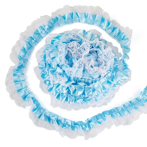 FASHEWELRY Rüschen-Spitzenborte, 2-lagig, Satin-Organza-Spitzenborte, 4,7 cm, plissiertes Rüschenband, Einfassung, Stoff für Applikationen, Nähen, Hochzeitsverzierung, DIY-Dekoration, Himmelblau FASHEWELRY Rüschen-Spitzenborte, 2-lagig, Satin-Organza-Spitzenborte, 4,7 cm, plissiertes Rüschenband, Einfassung, Stoff für Applikationen, Nähen, Hochzeitsverzierung, DIY-Dekoration, Himmelblau von FASHEWELRY