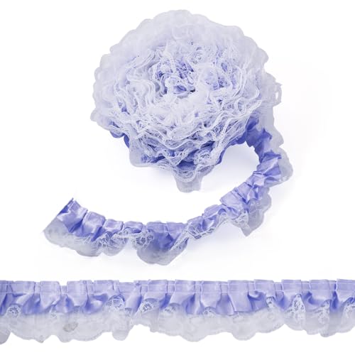 FASHEWELRY Rüschen-Spitzenborte, 2-lagig, Satin-Organza-Spitzenborte, 4,7 cm, plissiertes Rüschenband, Einfassung, Stoff für Applikationen, Nähen, Hochzeitsverzierung, DIY-Dekoration, Lavendel, 12,5 m FASHEWELRY Rüschen-Spitzenborte, 2-lagig, Satin-Organza-Spitzenborte, 4,7 cm, plissiertes Rüschenband, Einfassung, Stoff für Applikationen, Nähen, Hochzeitsverzierung, DIY-Dekoration, Lavendel, 12,5 m von FASHEWELRY