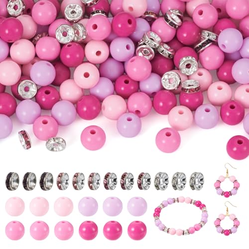 FASHEWELRY Runde Acrylperlen für Armbänder, 10 mm, 280 Stück, Rosa, Kandi-Perlen, Eisen, Strass, Abstandshalter für Perlenstifte, Schlüsselanhänger, Halsketten, Schmuckherstellung, Bastelarbeiten FASHEWELRY Runde Acrylperlen für Armbänder, 10 mm, 280 Stück, Rosa, Kandi-Perlen, Eisen, Strass, Abstandshalter für Perlenstifte, Schlüsselanhänger, Halsketten, Schmuckherstellung, Bastelarbeiten von FASHEWELRY