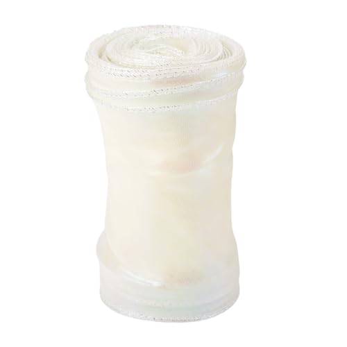 FASHEWELRY Schillerndes Organzaband, 100 mm, durchscheinendes Chiffonband für Blumenstrauß, Geschenkverpackung, Hochzeit, Party, Dekoration, Kleidungszubehör, 12,7 m, PfirsichPuff von FASHEWELRY